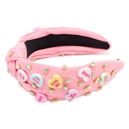 Cross-border European and American New Diamond-encrusted Love Hair Hoop Beaded Fashion Sweet High-end Knot High Cranial Top Ball Head Hoop