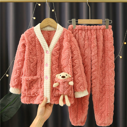 Fat Girl pajamas autumn and winter Princess fleece-lined flannel junior high school students big children fat girl home clothes extra large
