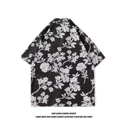 Summer Men's Loose Half Sleeve Floral Shirt Hong Kong Style Artistic Popular All-match Casual New Fashion Top for Teenagers