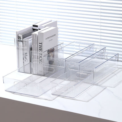 Storage Box Narrow Long Strip Slim Tall Transparent Snack Cosmetics Kitchen Cabinet Clothes Sundries File Book Storage Box