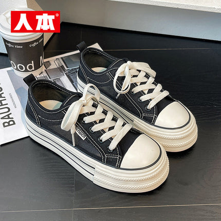 Rb23261 Thick-Soled Canvas Shoes for Women, New Spring Mesh White Shoes, Versatile Niche Big-Toe Shoes, Student Sneakers