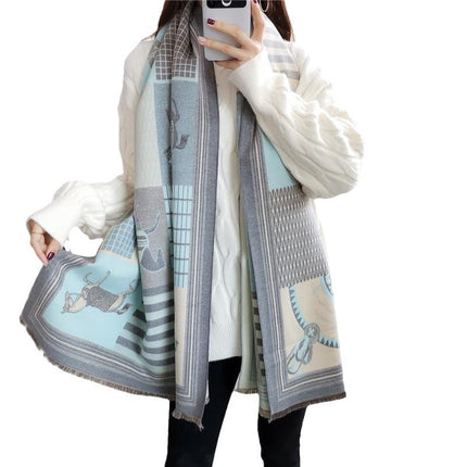 New Style Scarf for Women, Autumn and Winter, Korean Style, Versatile, Thickened, Warm Neck Scarf, Faux Cashmere, Air Conditioning Shawl, Light Luxury Style