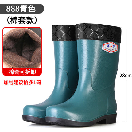Mid-Calf Fashionable Rain Boots for Adult Men, Outdoor Fishing, Non-Slip Water Shoes, Mid-Waist Thickeneded Wear-Resistant Waterproof Boots and Overshoes