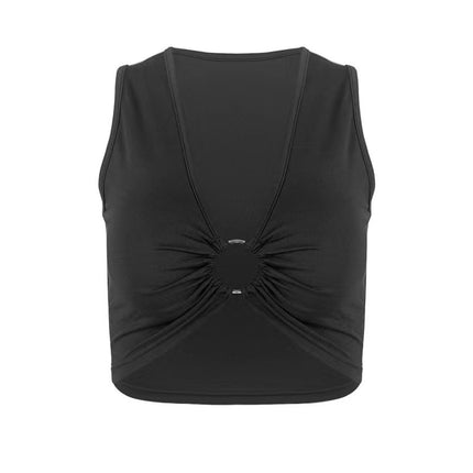 2022 summer Europe and the United States cross-border new women's sexy tight sleeveless top outskirt navel deep V babes small vest