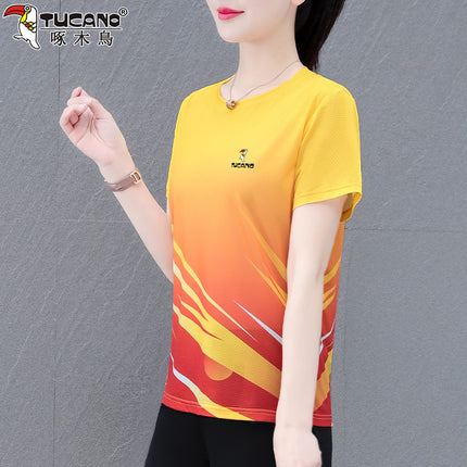 Ice Silk Quick-Drying Short-Sleeved Women's T-Shirt 2025 Summer New Loose Slimming Thin Breathable Women's Top