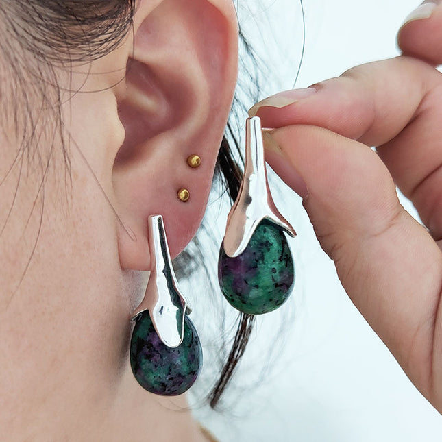 Bohemian Style Cross-Border New Imperial Stone Water Drop Pendant Earrings European and American Popular Ins Jewelry for Women
