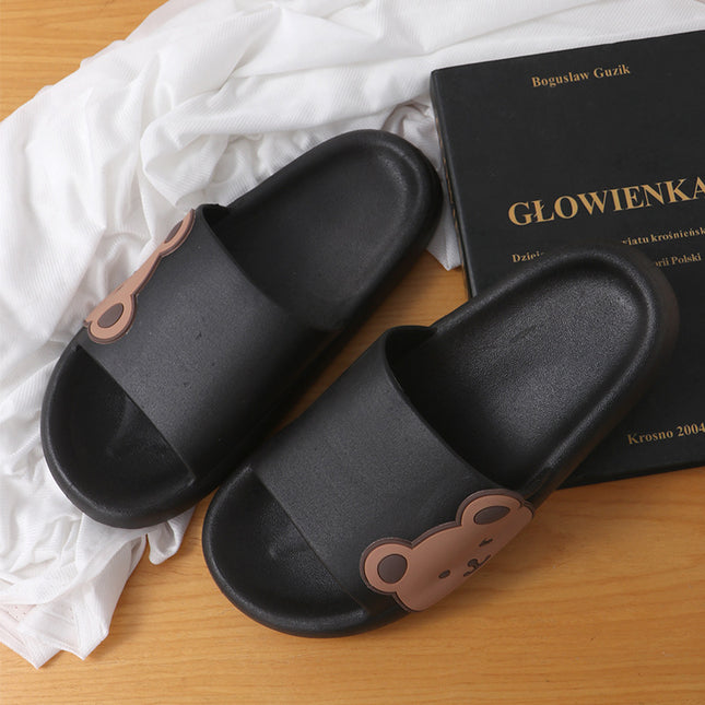 New Cartoon Slippers Women's Summer Home Indoor Thick Sole Shit Bear Slippers Bathroom Slippers Men's Summer