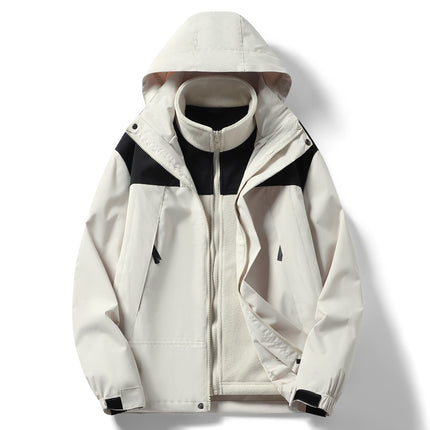 Warm Jacket Two-Piece Set, Outdoor Fashion Men's Jacket, Plus Velvet Cold-Proof Jacket, Liner Polar Fleece Jacket