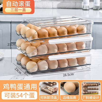 Egg Tray Box Egg Storage Box Household Rolling Egg Rolling Food Grade Japanese Space Drawer Refrigerator Saving