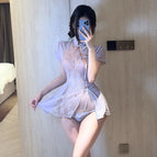 ◆Oriental beauty◆Taro purple [cheongsam + t pants] / One size fits all