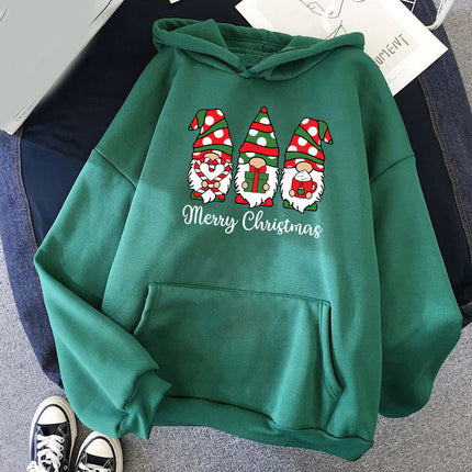 Santa Claus merry Christmas printed hooded hoodie European and American men's and women's jacket European size