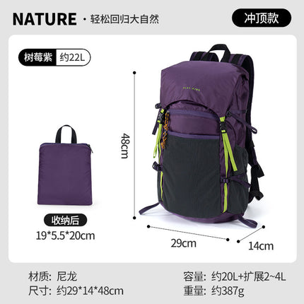 Outdoor Professional Waterproof Mountaineering Backpack Lightweight Foldable Large Capacity Flip-Top Bag Travel Hiking Backpack