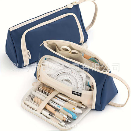 Triangular Pencil Case with Large Capacity and Multi-Functional Features, Korean-Style Ins-Style Stationery Box for Middle and High School Students, Direct from the Manufacturer