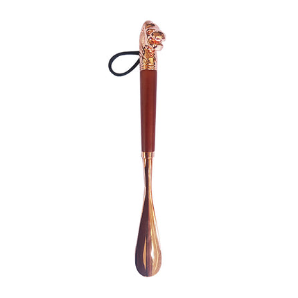 Factory direct metal alloy lion head horse head twelve zodiac shoehorn solid wood super long shoehorn in stock wholesale