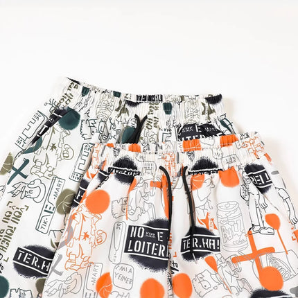 Trendy Printed Shorts for Men and Women, Summer Ice Silk Cool Casual Knee-Length Shorts, Youth Straight Beach Shorts