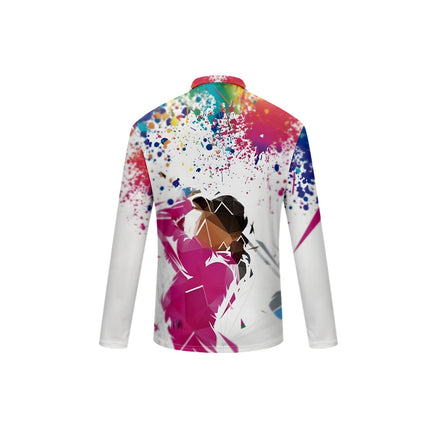 Figure and Splash Print Fashion Casual Polo Shirt for Golf