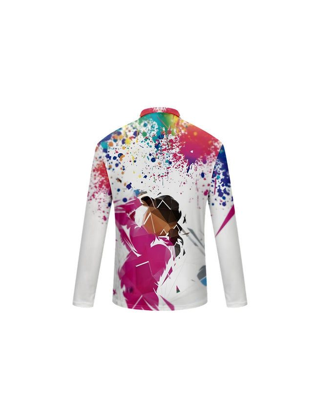 Figure and Splash Print Fashion Casual Polo Shirt for Golf