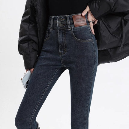 plus size Skinny Jeans Women's Trendy All-match New High Waist Slimming Slim-fit Stretch Pencil Boots Trousers