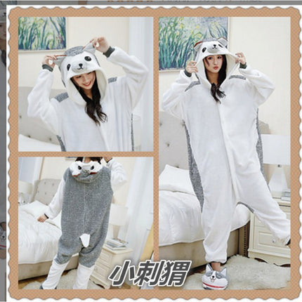 Autumn and Winter Flannel Dragon Training Cartoon Cheshire Cat Dinosaur Siaman Pajamas for Men and Women Tianma Home Clothes Clown Husky