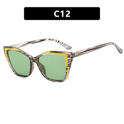 Color-Blocked Cat-Eye Flat Mirror Anti-Blue Light 2024 New Glasses Frame for Women, Versatile European and American Fashion Glasses Frame