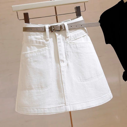 Petite High-Waisted White Versatile Denim Skirt for Women 2025 Summer New Design Commuter Short Skirt