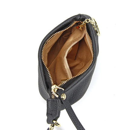 New pleated coin purse storage bag women's leather soft cowhide fashion portable crossbody chain small wallet mini