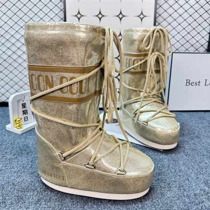 Celebrity Style Thick-Soled Colorful Moon Boots 2025 Winter New Long Ski Boots Warm Anti-Ski Boots for Women