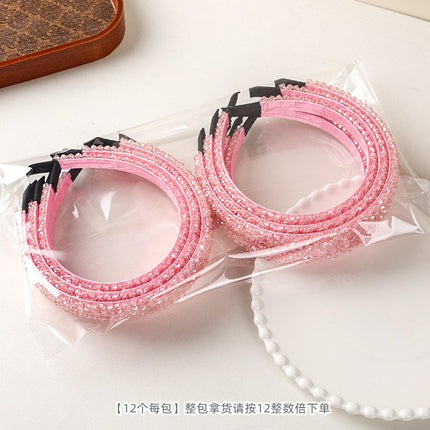 New Style Chanel Style Hair Hoop Women's High-end Sense Four-row Crystal Hair Accessories Sweet Girl's Presswith Hair Stamp Handmade Beaded Headband