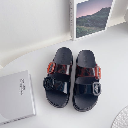 2026 Mei*Sha Style Thick-Soled Slippers for Women, Fashionable Non-Slip Double Buckle Sandals, Summer Open-Toe Thick-Soled Sandals