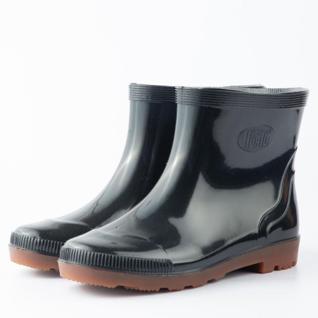 Rain Boots Men's Labor Protection Construction Site Rubber Shoes Hualu Black Low-Top Non-Slip Wear-Resistant Fleece-Lined Rain Boots Outdoor Waterproof Rain Boots