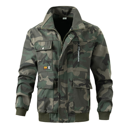 Autumn and Winter fleece-lined work clothes suit thickened cold-proof warm construction site workshop work protective clothing camouflage clothing for men