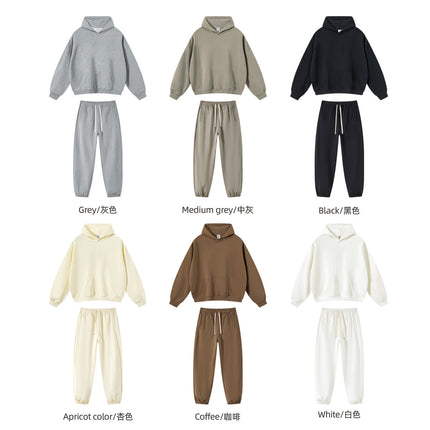 Cai Xiang Island Men's Clothing | Cross-Border European and American Style Loose Heavyweight 430g Pure Cotton Hoodie Men's Street Fashion Sweatshirt and Pants Two-Piece Set