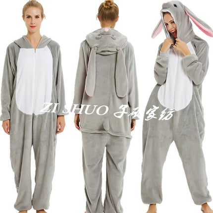Cartoon One-Piece Cross-Border New Flannel Autumn and Winter Pajamas Animal Luminous Pegasus Dinosaur Couple Pajamas Home Clothes