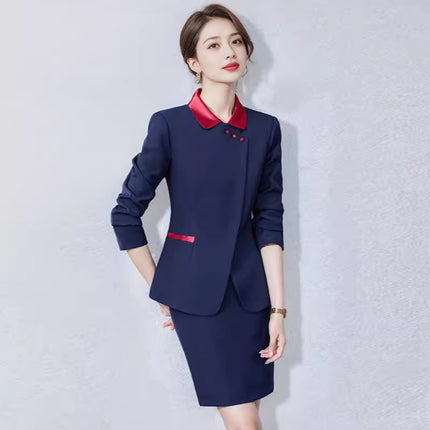 Hotel Work Clothes Autumn and Winter Women's Long Sleeve Hot Pot Restaurant Restaurant Hotel Front Desk Cashier Work Clothes