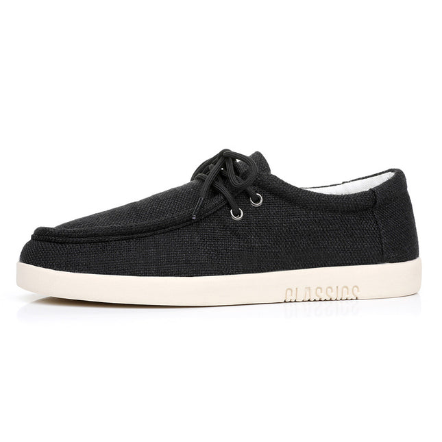 Black Linen Men's Shoes 2025 New Spring and Autumn Men's Beanie Canvas Shoes Deodorant Breathable Casual Old Beijing Cloth Shoes