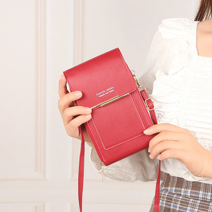 New Mobile Phone Bag Women's Korean-style Fashionable Multifunctional Crossbody Shoulder Bag Zipper Solid Color Simple Mini All-match Wallet