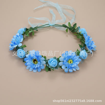 Beautiful Mori Women's Hair Flower Korean Style Hair Band Seaside Beach Wreath Headwear Mori Women's Super Fairy Wreath Headwear New Hair Accessories