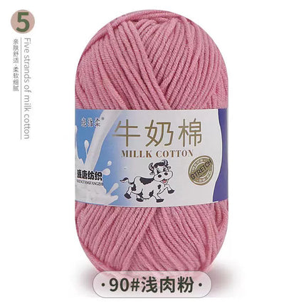 Five-Strand Milk Cotton Yarn Wholesale Medium-Thick Yarn Crochet Doll Shoes Scarf DIY Knitting Material Kit Crochet
