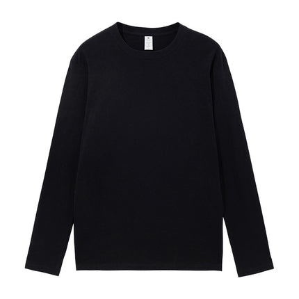 Live explosions cotton 230g heavy round neck T-shirt solid color long sleeve loose bottoming shirt women Xinjiang cotton logo