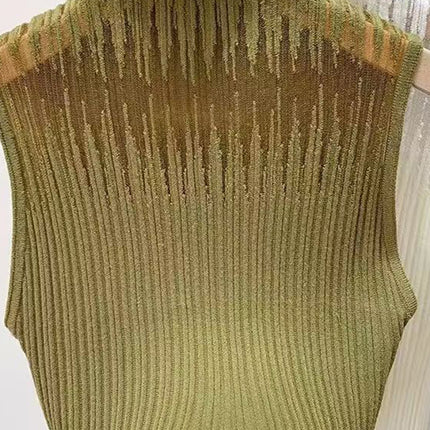 New Style Sleeveless Knit Top for Women, Summer Thin Style with a High-End Feel, Elegant Collar, Vacation Casual Top, Direct Cross-Border Supply
