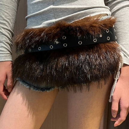 New Rabbit Fur Belt D. I .A OOTD Mao Mao Belt Europe and America Cross-border Hot Sexy Spice Girl Waist Cover Wide Belt
