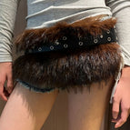 Brown faux fur fur belt air eye / 110cm