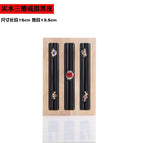 Solid Wood 3-digit ring black leather
