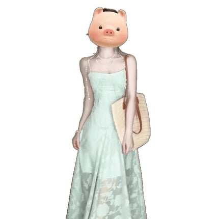 French Mint Green Suspender Dress for Women Summer 2025 New Spring Wear Seaside Resort Style Waist Long Skirt