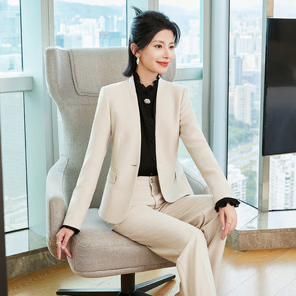 Khaki Suit Women's 2024 Autumn and Winter Fashion Green Business Wear European and American Casual Wide Long Two-Piece Suit