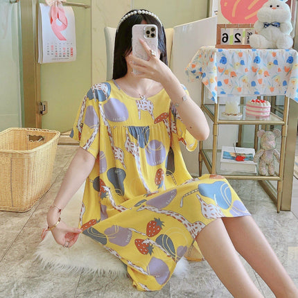 Cotton Silk Nightgown for Women 2026 New Style Casual Short-Sleeved Thin Loose-Fitting High-End Breathable Home Wear That Can Be Worn Outside