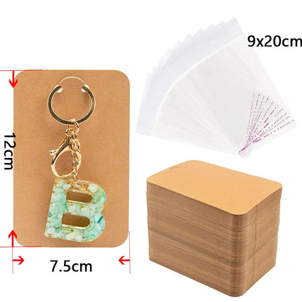 7.5*12cm key chain packing card Kraft paper card diy jewelry display cardboard key ring retail label