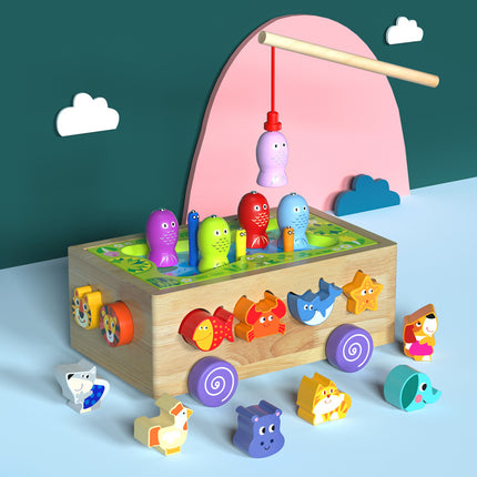 Children's Educational Toys Farm Carrot Pulling Toy Shape Matching Building Blocks Intelligence Car Baby 1-3 Years Old 2 Gifts