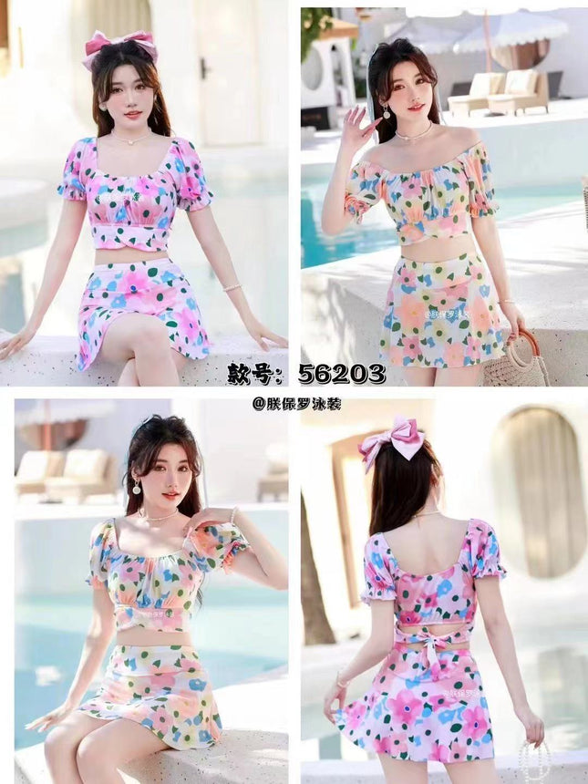 2026 Model Two-Piece Floral Cute Girl-Style Sexy Slimming Hot Spring Beach Swimsuit