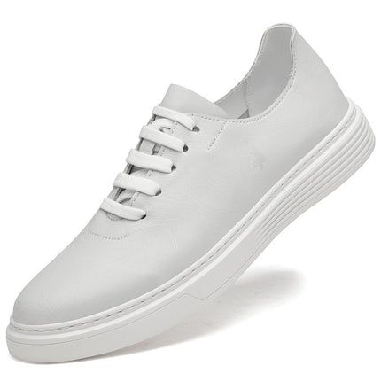 Men's New plus size Cowhide Board Shoes Men's European Station Trendy Casual Pure White Shoes Slip-on Loafers